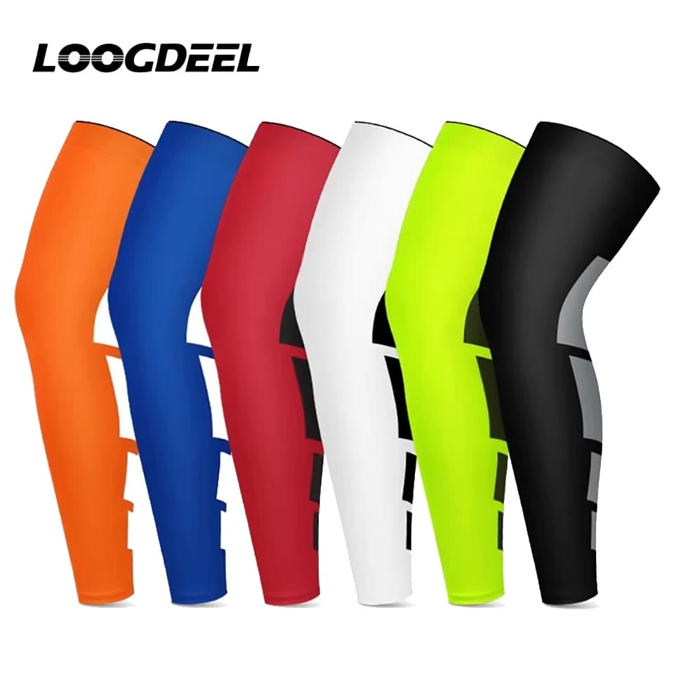 LOOGDEEL 1PC Manicotti Compressivi Super Elastici per Gambe, Polpacci e Cosce, Protezione per Ginocchia, per Basket, Calcio, Pallavolo e Ciclismo