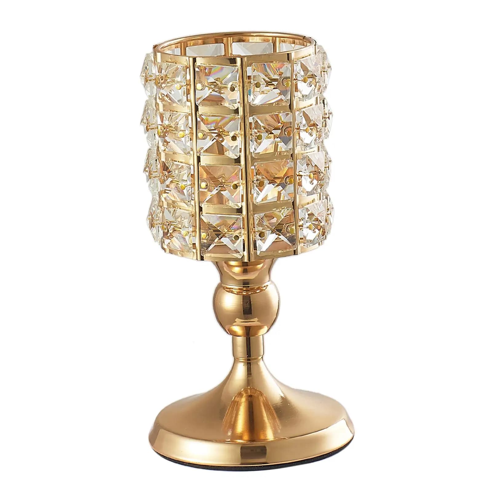 Portacandele in Metallo e Cristallo di Lusso, Centrotavola per Matrimoni, Cene e Feste, Decorativo, Regalo di Natale