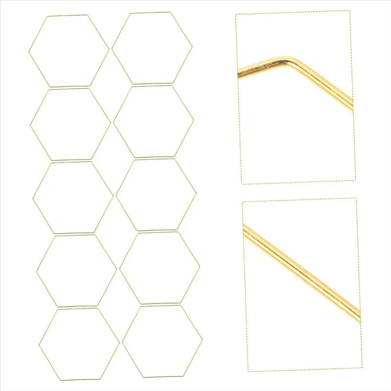 ABKY-Hexagonal Dream Catcher Frame 10Pcs Golden Wedding Wreath Decor Supplies Centerpiece