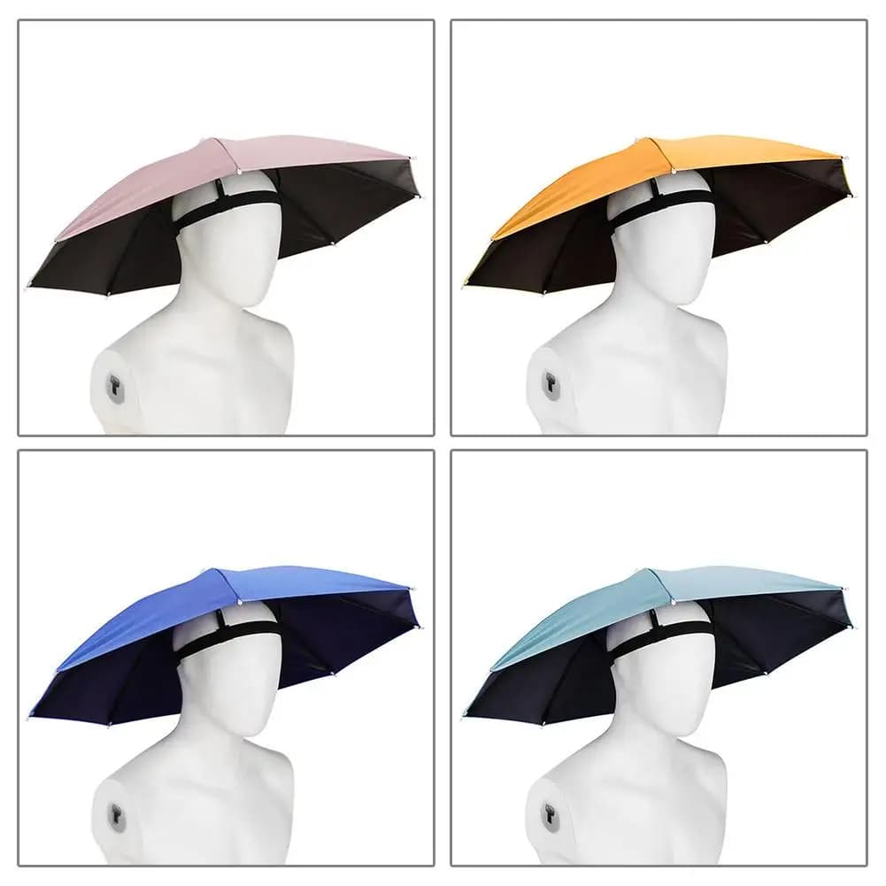 Outdoor Fishing Umbrella Hat Sun Shade Anti-UV Camping Fishing Headwear Cap Women Men Beach Headband Hat Portable Rain Hat