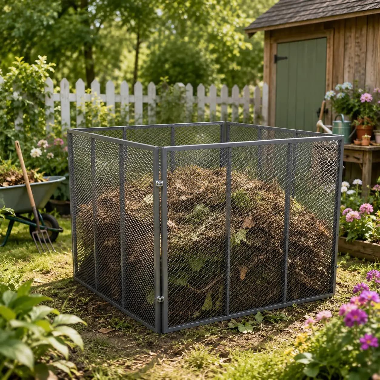 Metal Compost Bin Outdoor, 172 Gallon Large Outdoor Compost Bin, Metal Wire Mesh Composting for Yard Waste Leaves