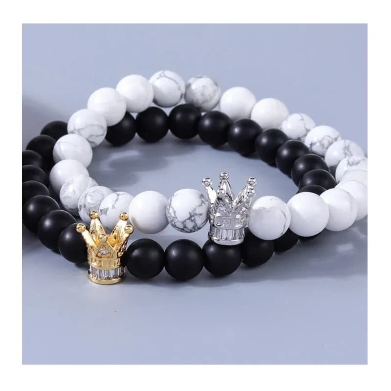 Braccialetto alla Moda Personalizzato con Perline Unisex, Bracciale Versatile con Zirconi Incastonati, Gioiello da Polso per Coppie