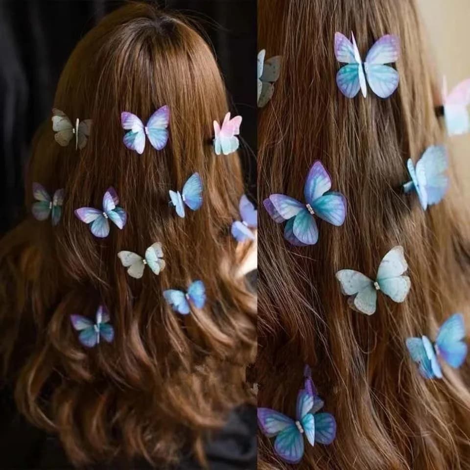 5PCS Nuovo Carino Principessa Maglia Doppio strato Farfalla Belle Ragazze Forcelle Per Bambini Copricapi Hairgrip Clip di Capelli Accessori Per Capelli