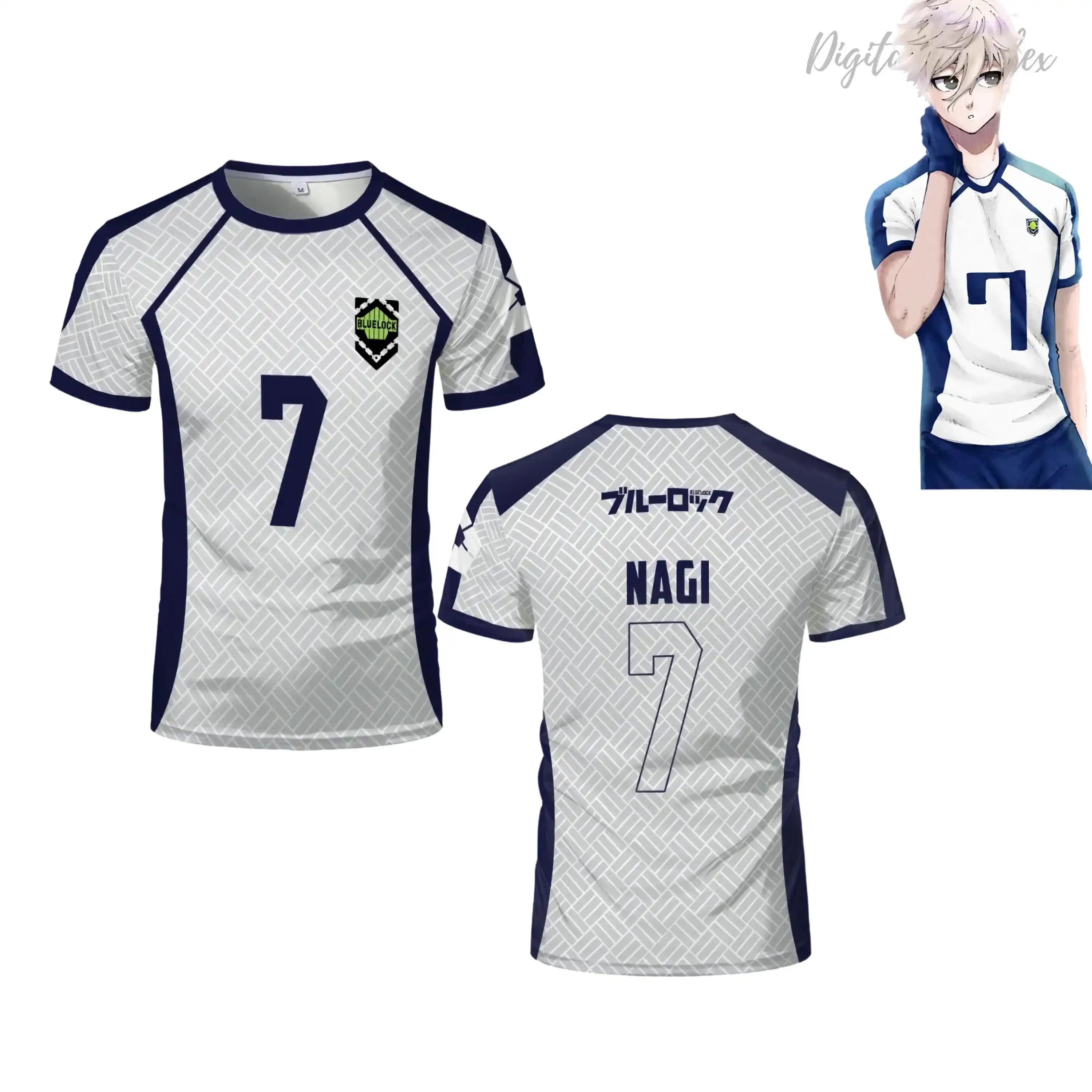 Maglia Anime Giapponese Nagi Seishiro Niko Ikki, T-Shirt con Stampa 3D, Manica Corta, Abbigliamento Sportivo da Calcio, Costume Cosplay per Uomo e Donna