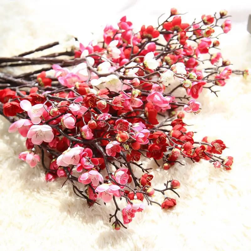 1 Pcs Artificial Flowers Plum Flower Plants Tree Branch Silk Flowers For Home Party Wedding Decoration Flower