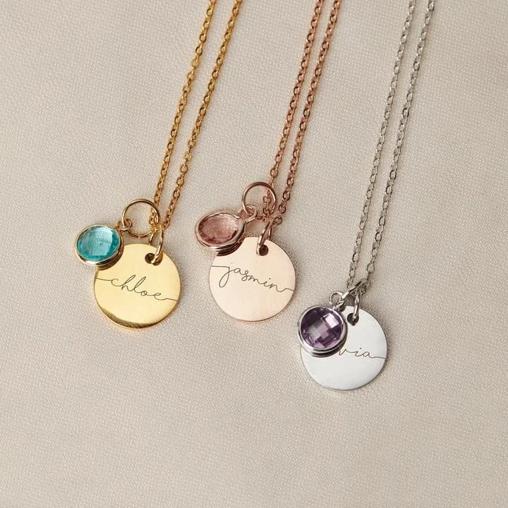 Personalised lucky stone pendant Necklace with handmade name Stainless steel laser engraved necklace Memorial gift for women and families