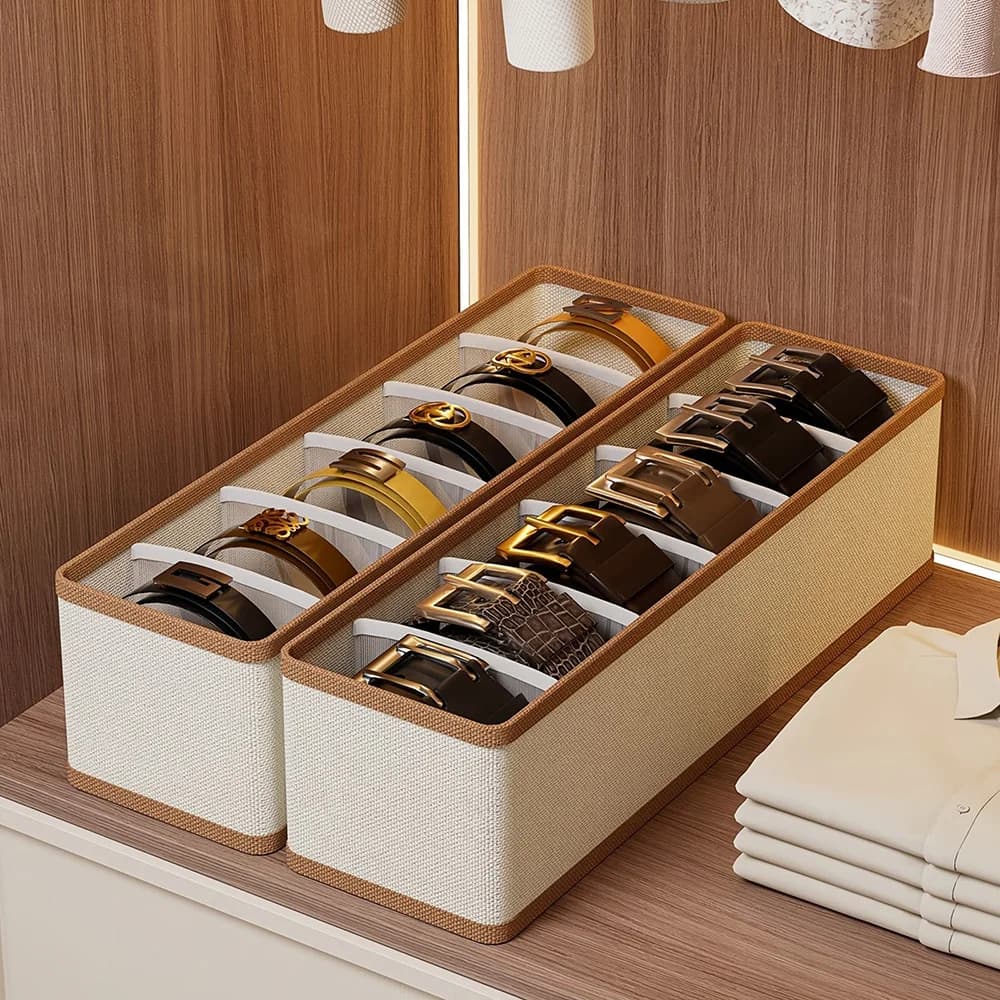 Belt Organizer Storage No Installation Required Compartments Closet Drawer Organizer For Underwear Ties Scarves Accessories