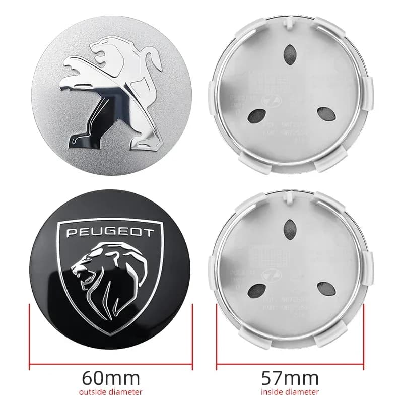 For Peugeot 206 307 308 3008 207 208 407 408 508 2008 5008 107 106 60mm Auto Wheel Cover Auto Emblem Pneumatic Center Cover Distinctive