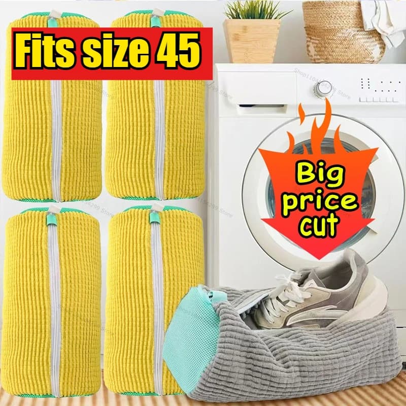 Bag for cleaning soft fiber shoes 360 ° Washable laundry bag in reusable washing machine Surround with linen bags with zip closure