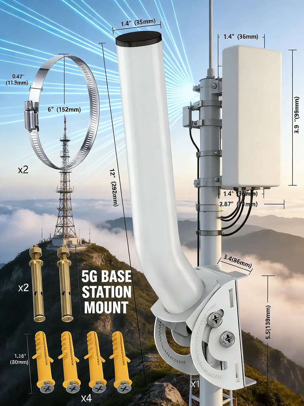 Adjustable Metal Antenna Bracket-Suitable For Star Chain+TV Antenna+WiFi Extender+Wireless Bridge, Wall Mounted Installation