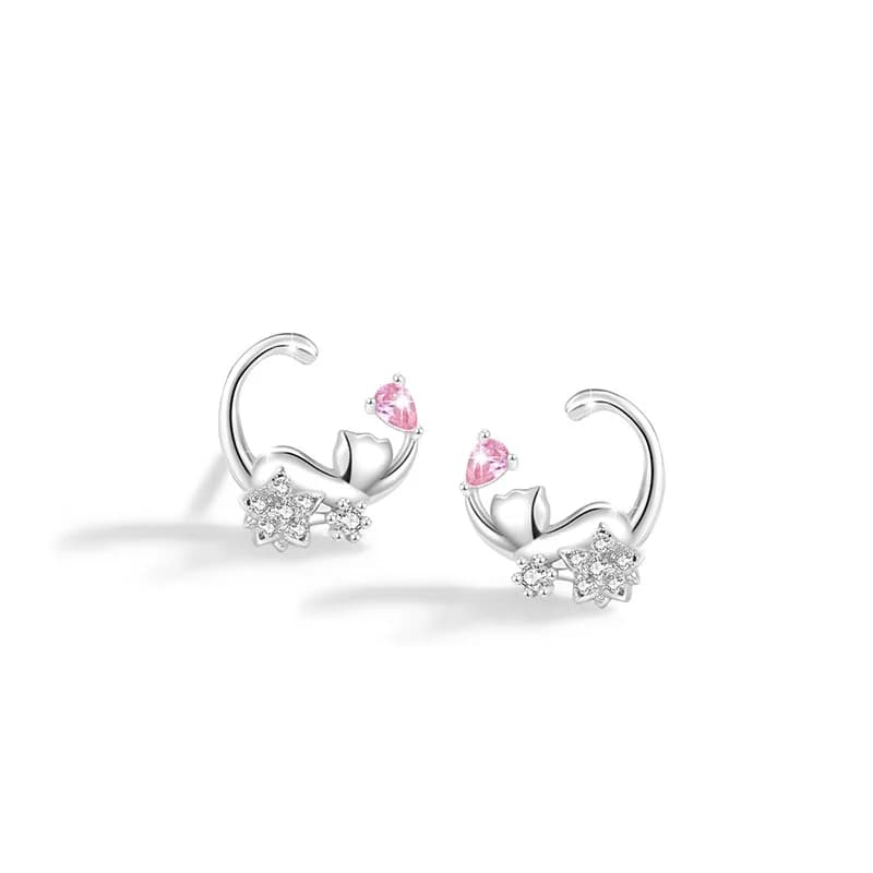 Orecchini in argento sterling S925 con zirconi rosa dolce, stelle brillanti, gioielli, regalo di anniversario di compleanno per donna