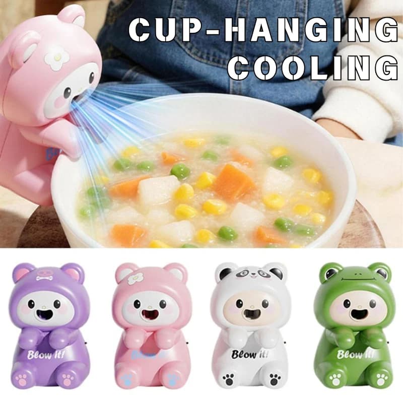 Cartoon Animal Food Cooling Fan Mini Electric Blower for Baby Hot Food Safe Feeding Quiet Cooling Fan for Noodle Food Hot Drinks