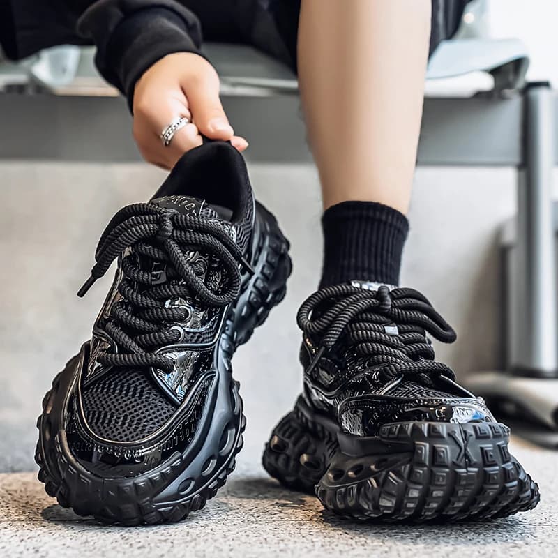 Scarpe Casual da Uomo Traspiranti con Suola Spessa a Motivo Pneumatico, Stile Sportivo, Comode per Tutte le Stagioni, Mocassini Alti