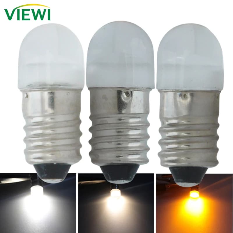 Ampolletas E10 Led Instrument Bulb 6V 12V 24V Mini Flashlight Torch Headlight Car Auto Interior Exterior Light Head Lamp 6 12 V