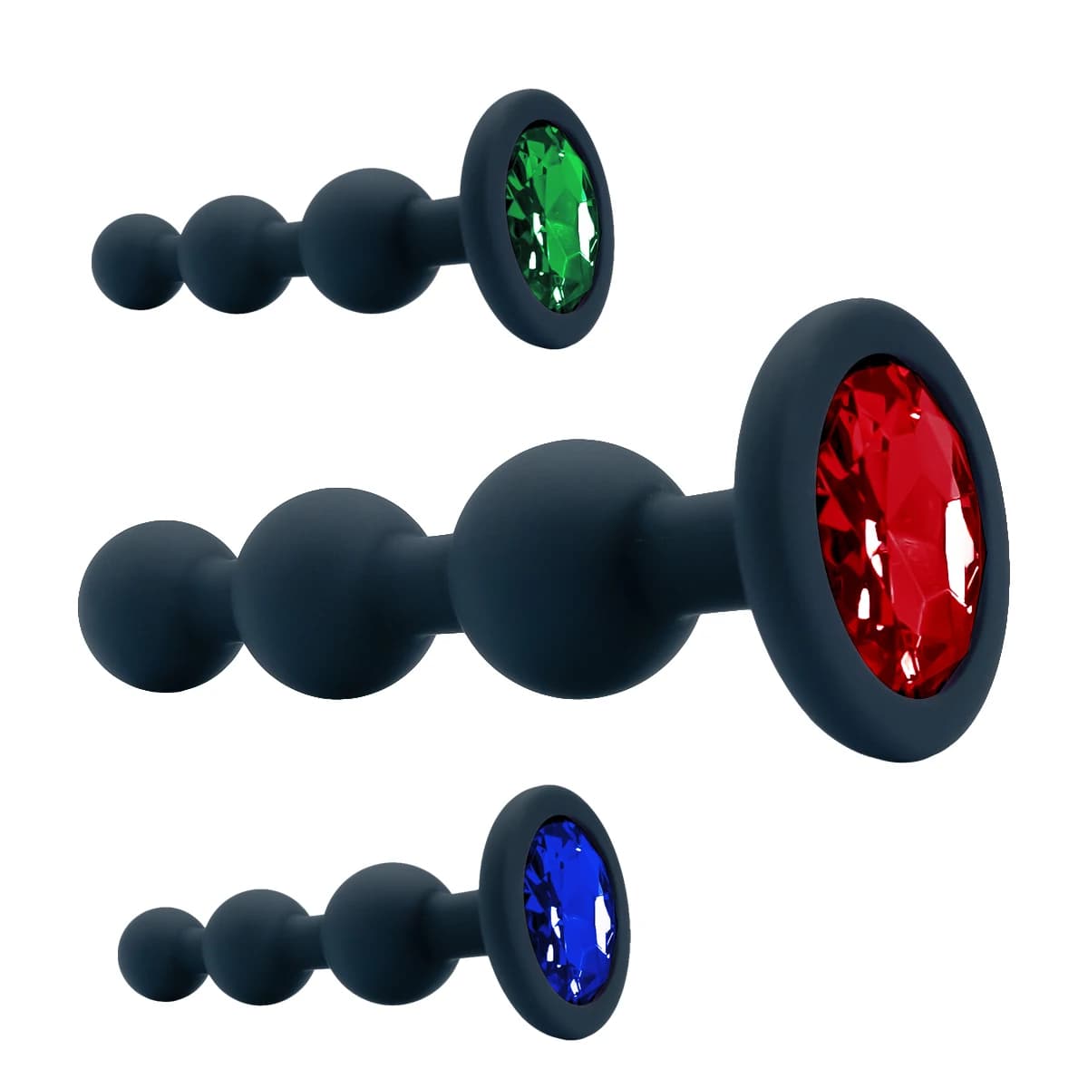 Plug anale per sesso a 3 sfere Plug anale in silicone nero per donna uomo anale Giocattolo con base in cristallo Giocattoli sessuali Analplug Anal Trainer