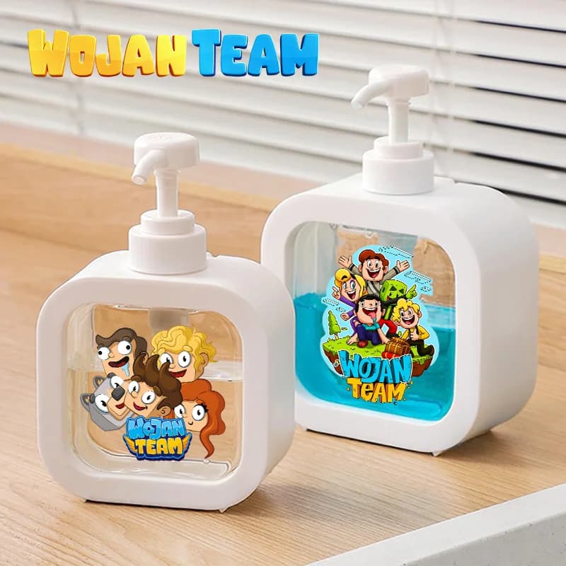 Dispenser di Sapone Liquido Wojans Team, Pompa Manuale a Cartone Animato, Bottiglia Ricaricabile per Shampoo, Dispenser Portatile da Viaggio per Sapone Liquido, Regali