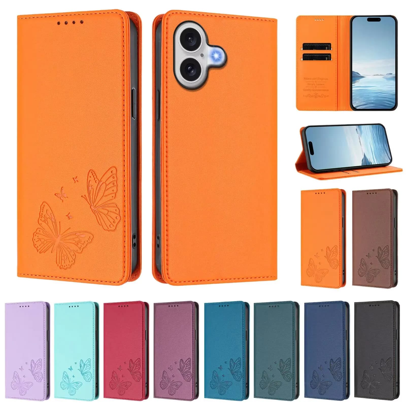 Custodia a Portafoglio in Pelle con Chiusura Magnetica e Slot per Carte, Motivo Farfalla Goffrato, per Xiaomi Poco X8 X7 Pro X6 X5 X4 X3 NEO NFC GT 5G