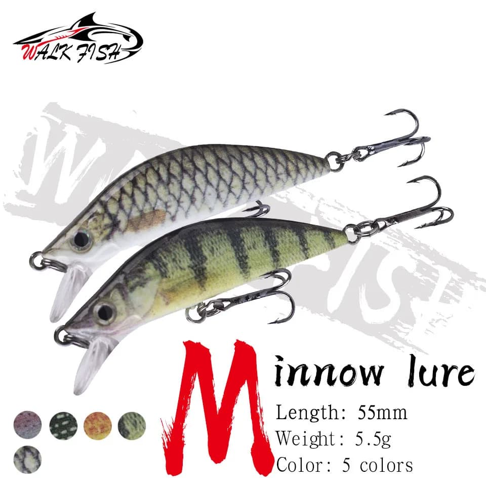 WALK FISH Design giapponese Pesca Wobbling Fishing Lure 55mm 5.5g Sinking Minnow Isca esche artificiali per Bass persico luccio trota