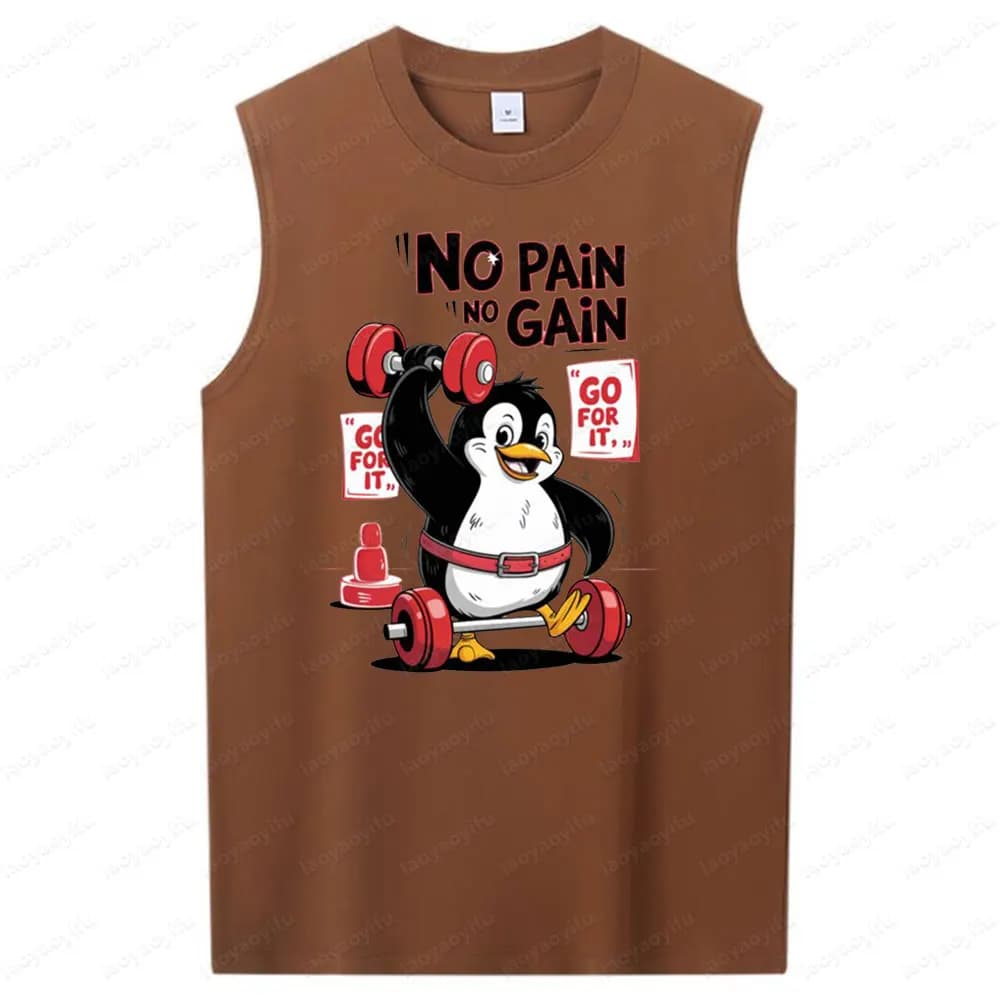 Pinguino in movimento Modello creativo Stampa Design Canotte Divertente Meme Camicia Uomo Estate Vita quotidiana Girocollo Gilet senza maniche in cotone