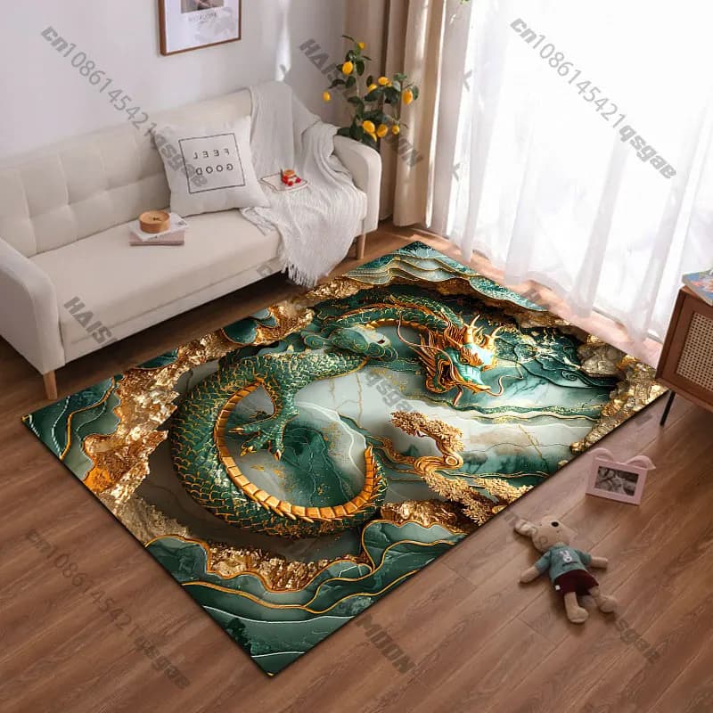 Majestic dragon within mystical cave carpet Yoga living room room decor children's crawling mat doormat area rug