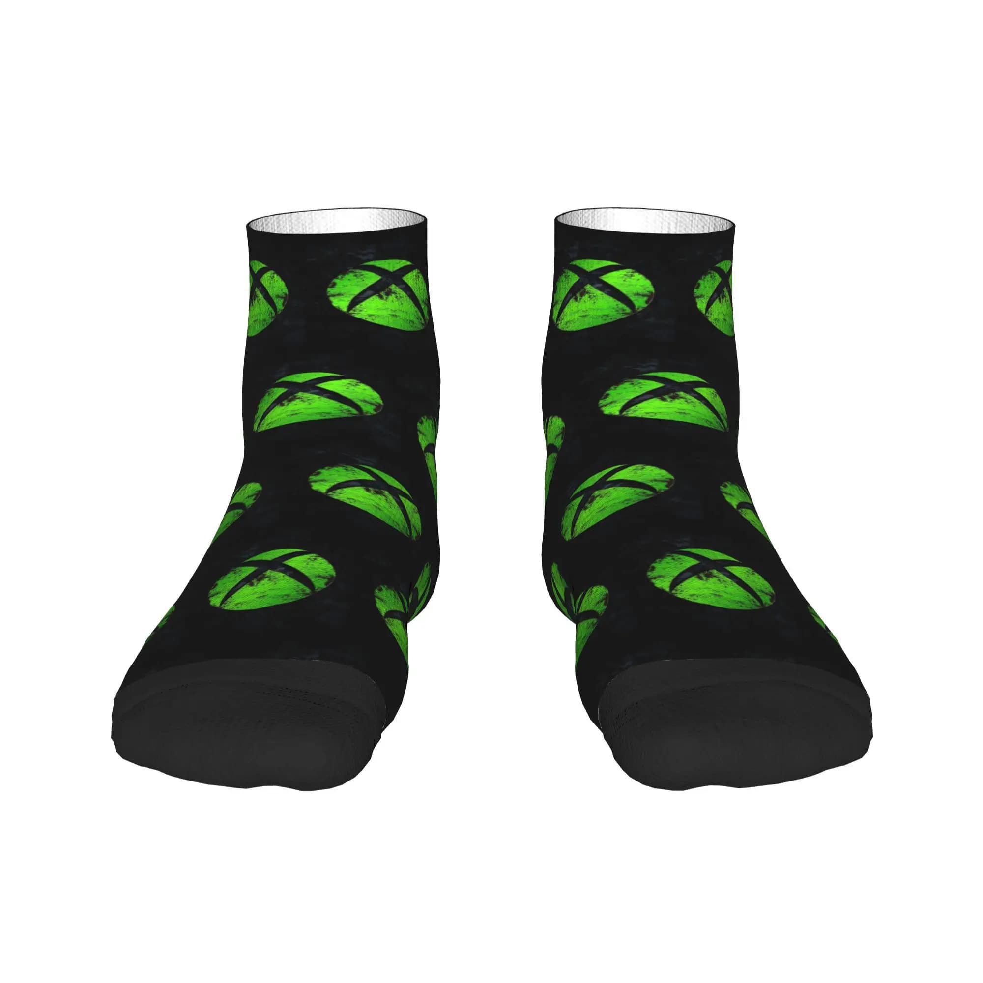 Calzini verdi con logo Xbox Calze Harajuku che assorbono il sudore Calzini per tutte le stagioni Accessori per regali di Natale per uomo e donna