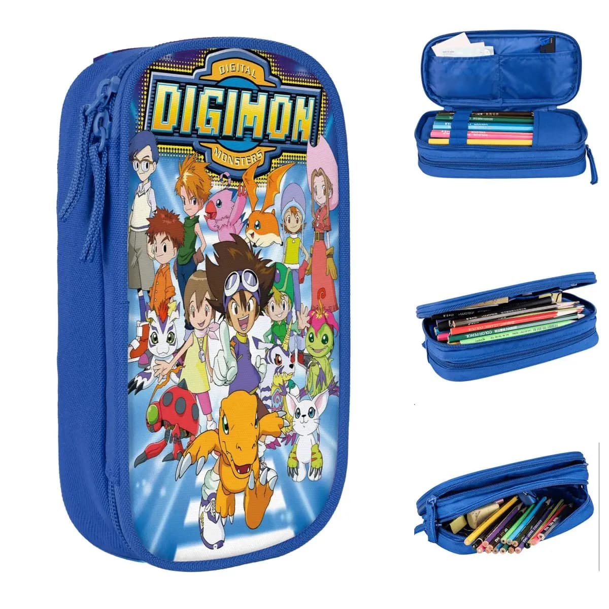 Astuccio per matite Digimon Cartoon, nuovo astuccio portapenne Gomamon Patamon, borsa portaoggetti grande per studenti, regali scolastici per ragazze e ragazzi