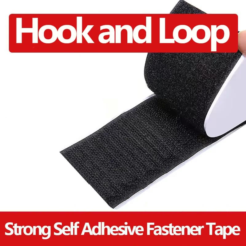 Strisce Adesive Forti in Velcro da 1/2/5M con Colla, Nastri Biadesivi per Montaggio, Accessori Fai-da-te per Artigianato, 50mm Neri