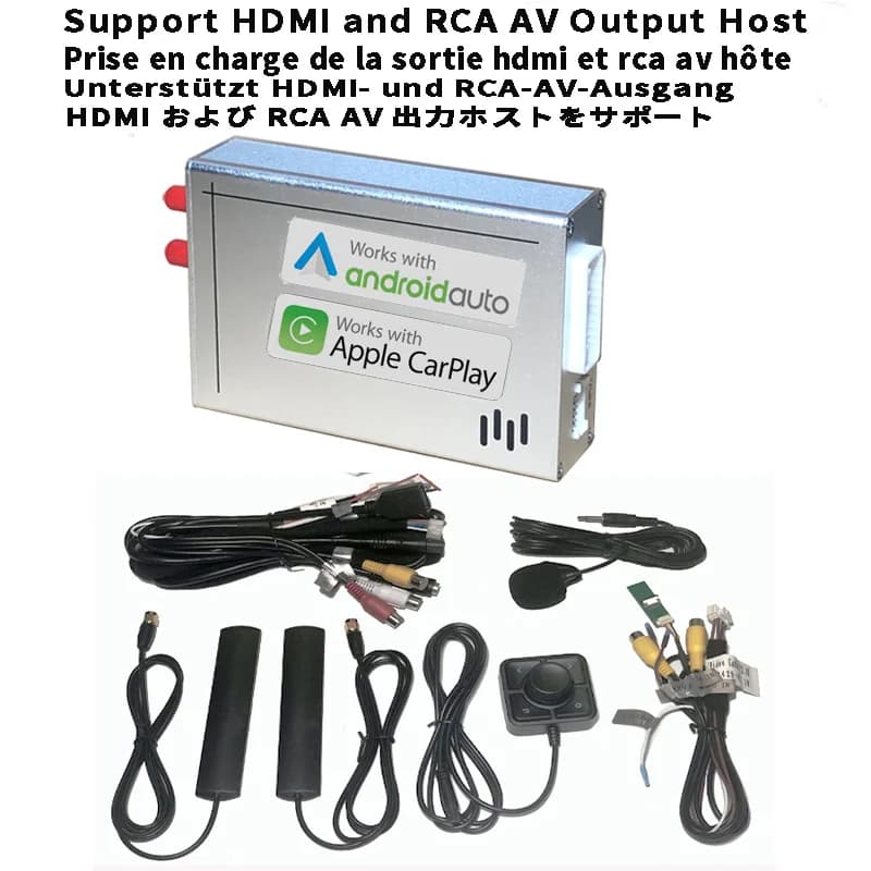 Aggiornamento schermo per auto originale Microfono RCA AV Manopola di ingresso HDMI Controllo Apple CarPlay Android Auto 9-16V Cares Universal