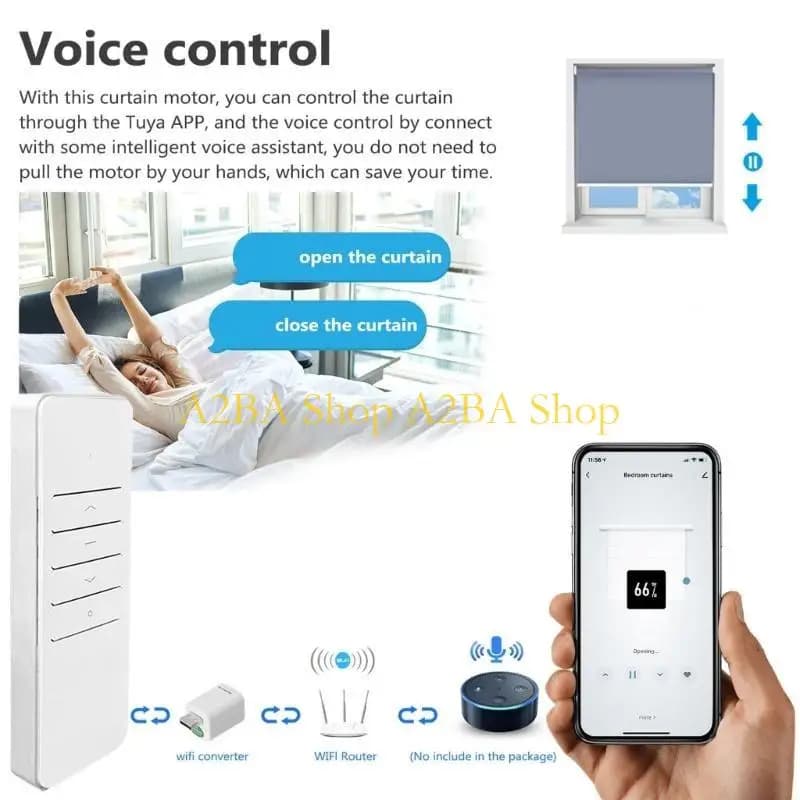 Motore per tenda a rullo wireless A2BA Controllo remoto tramite app Nessun cablaggio richiesto