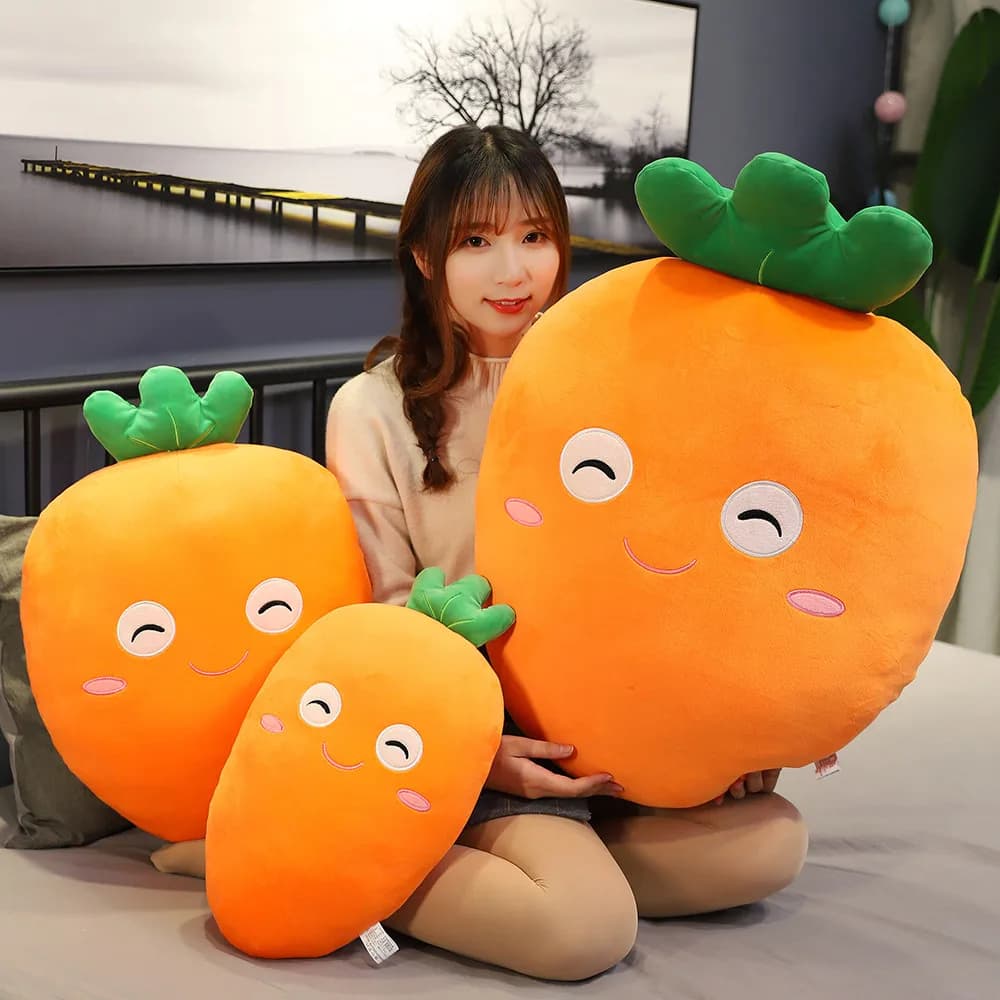 Peluche Morbido a Forma di Carota 43-80cm, Giocattolo in Cotone Imbottito, Grande Cuscino Decorativo per Divano e Sedia, Divertente Arredo Casa