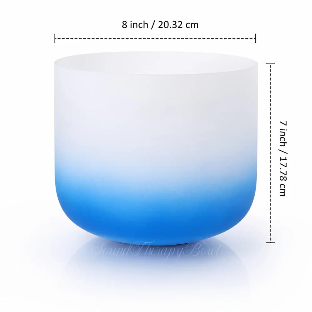 432Hz 8-Inch Note G Throat Chakra Gradient Crystal Singing Bowl with Free Mallet And O-Ring Suitable for Sound, Meditation, Chakra Balancing, Music Practice - Crystal Bowl for Sessions And Tuning Devices