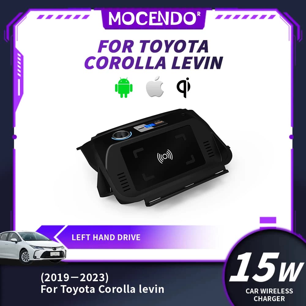 15W Wireless Car Charger for Toyota Corolla Levin 2019-2023 LHD Fast Charging Mobile Phone Holder with USB Port
