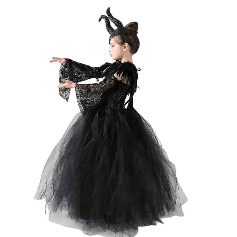 2026 MUABABY Halloween Maleficent Tutu Dress Mistress of Evil Cosplay Costume for Girls Vallain Evil Queen Malefient Cloth J05YC