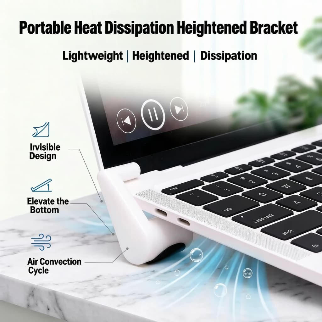 Portable Laptop Stand Foldable Invisible Cooling Riser, Lightweight Notebook Holder with Airflow for MacBook, Desk Office