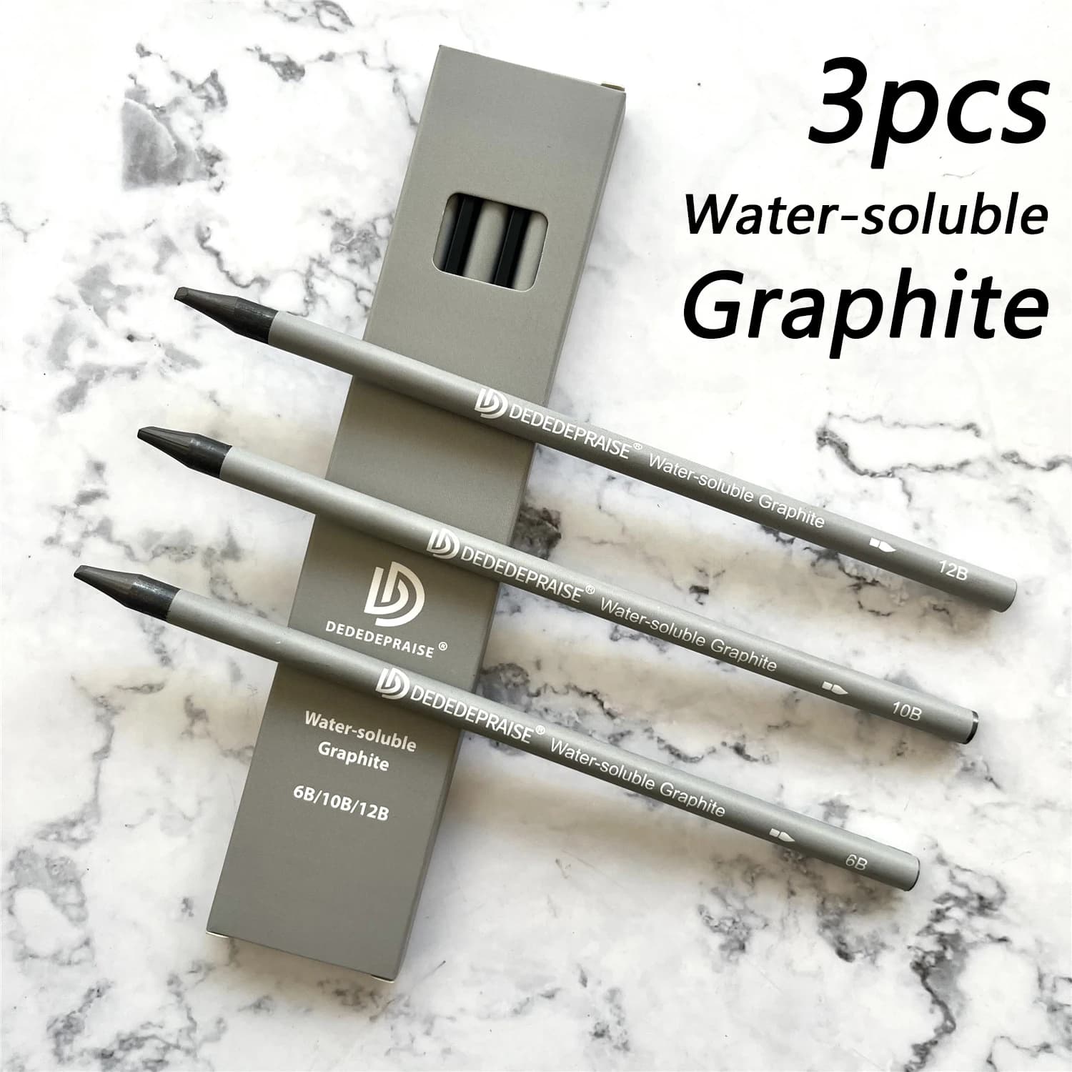6B/10B/12B Woodless Water-soluble Graphite Stick Pencil Bold Black Charcoal Art Student Sketch Painting Graphite Pen Art Supplie