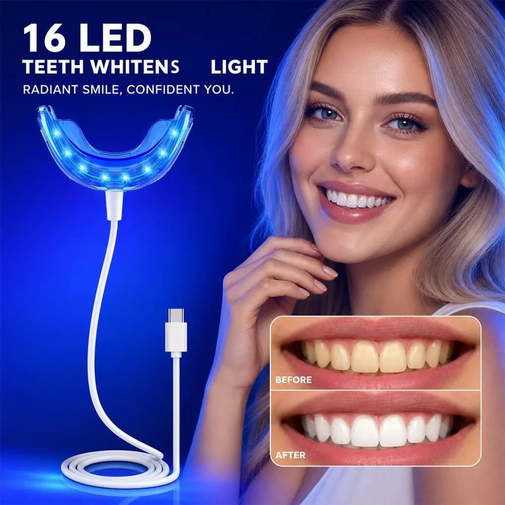 Teeth Whitening Accelerator Smart LED Blue Light Portable USB/iPhone/Android Charging Device Teeth Whitener Light Gum Tray