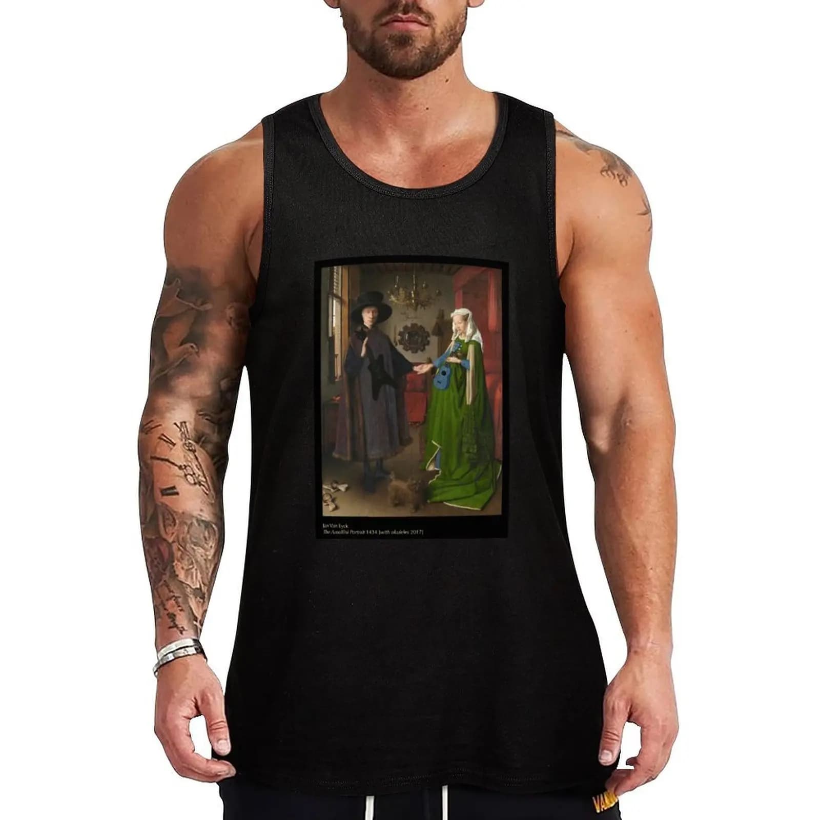 The Arnolfini Portrait [con ukulele] Tank Top Basic Layering Tank Top Maglietta senza maniche in morbido cotone