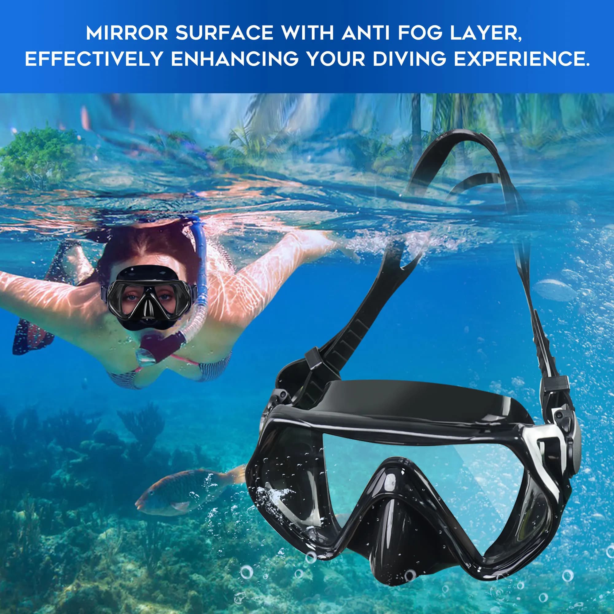 DEDEPU Underwater Mask with OEM Logo – Silicone and Tempered Glass Diving Occhialini for Apnea, Swimming and Diving