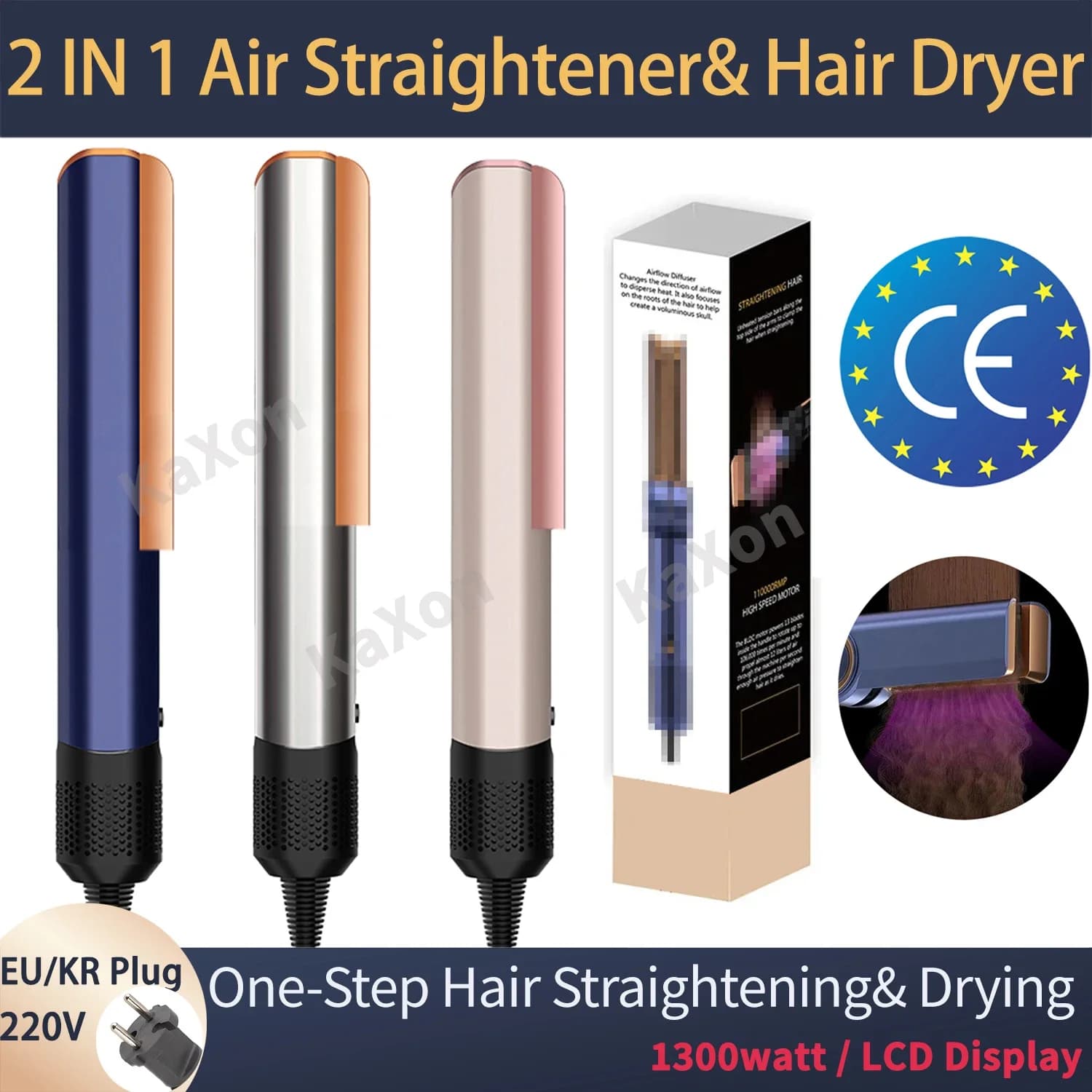 Professional hair plate 2IN1 Hair dryer 220V Heater plate with negative ion LCD display for long lasting styling FlatIron