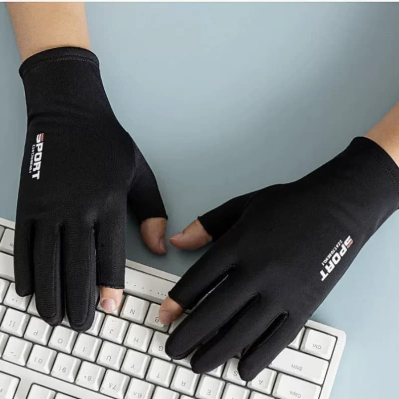 Men's and Women's Ice Silk Halffinger Cycling Gloves Outdoor Summer Sport Fitness Guide High elasticity fishing
