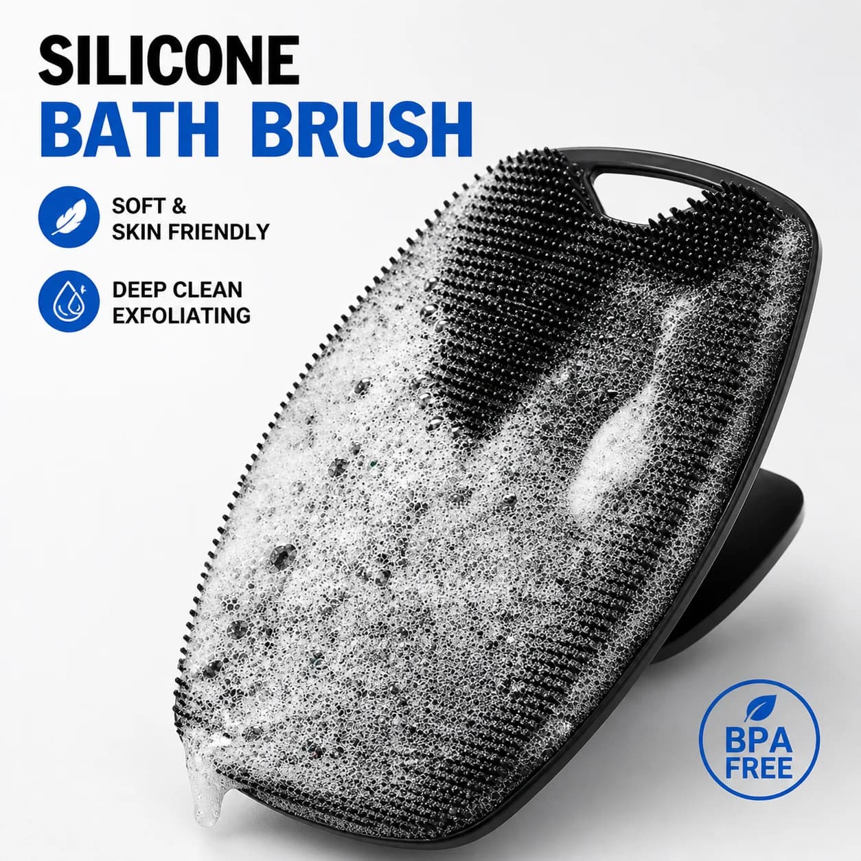 Silicone Body Scrubber Brush Soft Exfoliating Bath Brush Deep Cleansing Back Massage Shower Sponge for Bathroom Spa Use