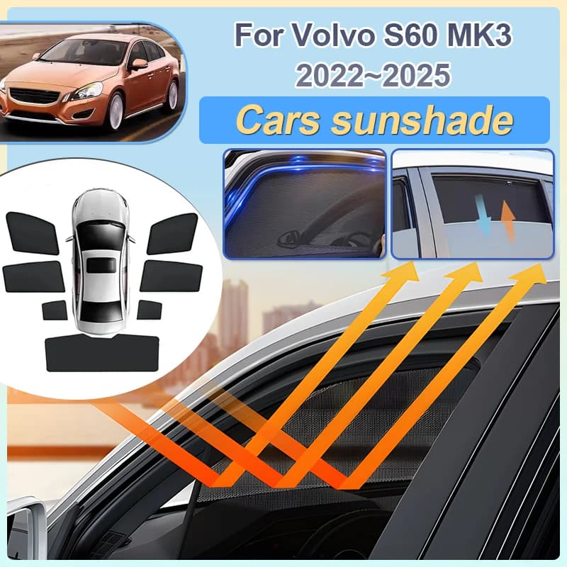 Per Volvo S60 MK3 B4 B5 2022~2025 2023 2024 Tendine Parasole Magnetiche a Rete per Finestrini e Parabrezza Accessori Auto