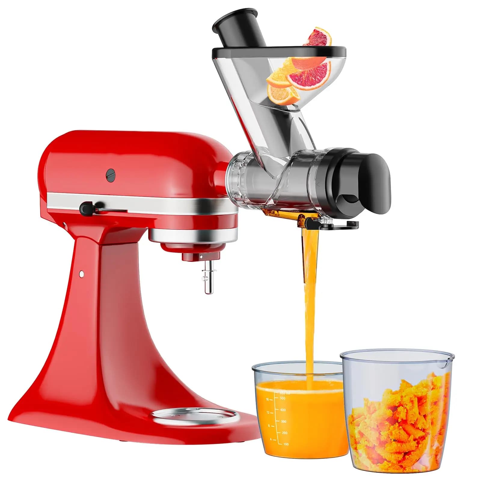 Accessorio per Estrattore di Succo a Freddo per Robot da Cucina KitchenAid, Macchina per Spremitura Lenta con Doppio Condotto di Alimentazione