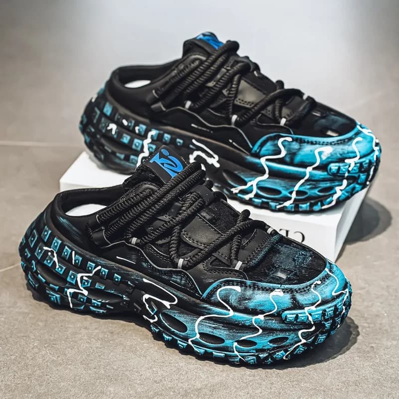 Men Shoes Light Luxury Summer Fad Outdoor Breathable Mesh Half Tray Sneaker Casual Platform Designer Men Shoes Zapatillas Hombre