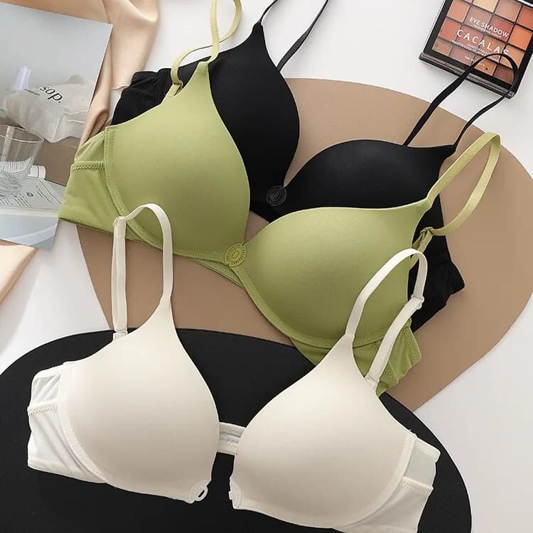Women's Seamless Vest, Comfortable Gathering Side Folding Bra Front-buttoned Underwear