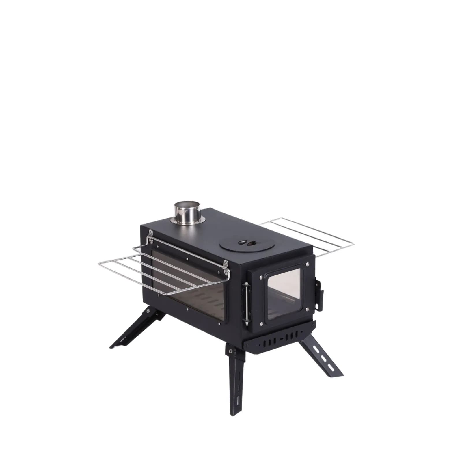 Mini stufa a legna da ardere addensata portatile pieghevole da campeggio Stufa da tenda da viaggio esterna con finestra di osservazione del fuoco