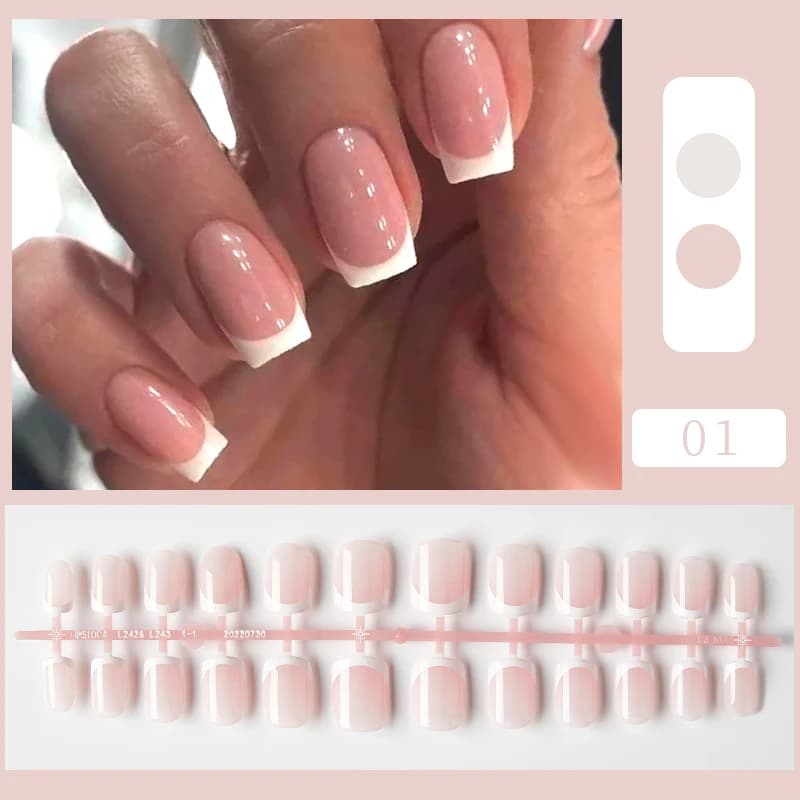 24 pezzi naturali nude francesi indossabili punte finte per unghie finte testa quadrata copertura completa unghie gel stampa su unghia rifinita staccabile