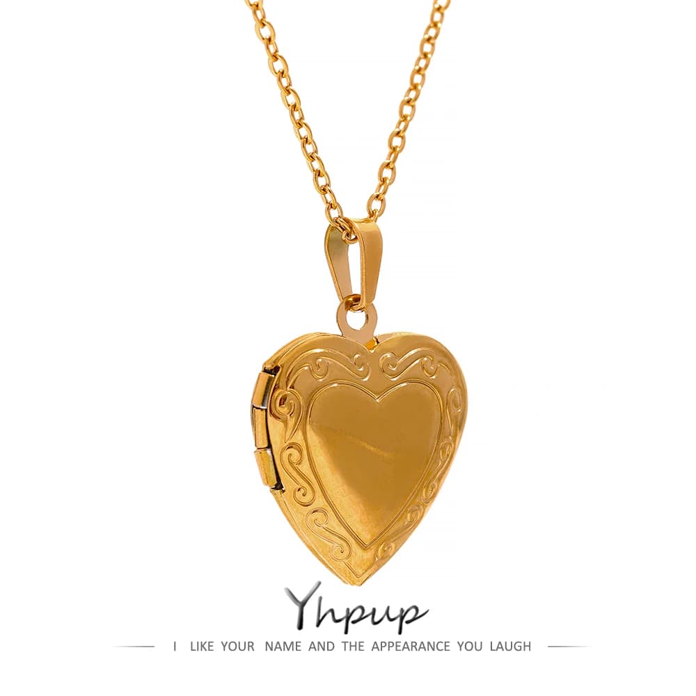 Yhpup Collana con ciondolo a forma di cuore in acciaio inossidabile Collana con ciondolo con medaglione per foto di amico impermeabile Regalo di gioielli