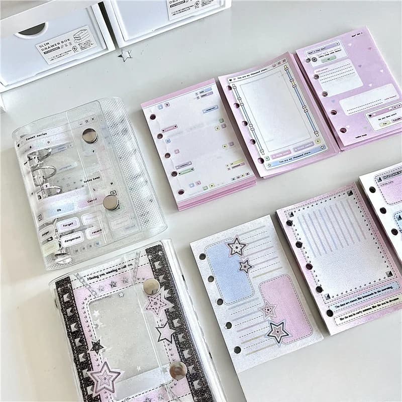 M5 Cute Star with 60 Sheets Binder Cover Journal Sketchbook Accessories Diary Office Supplies