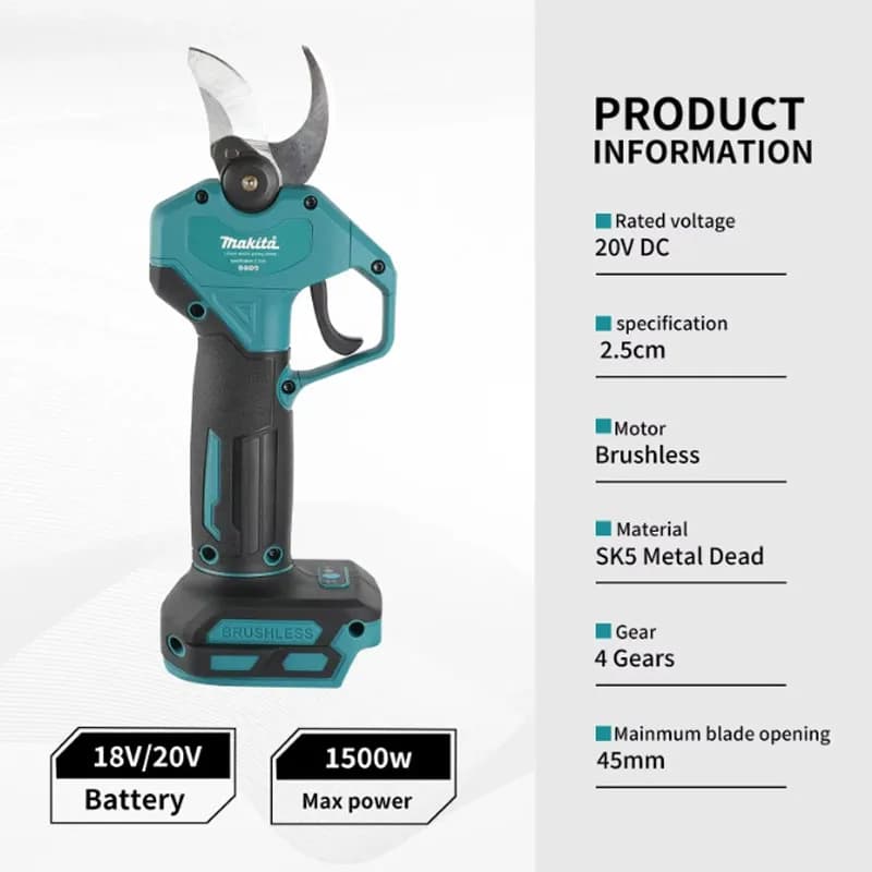 Forbici Elettriche per Potatura Makita 18V 2026 Senza Spazzole, Cesoie da Giardino a Batteria per Alberi da Frutto - Batteria Non Inclusa